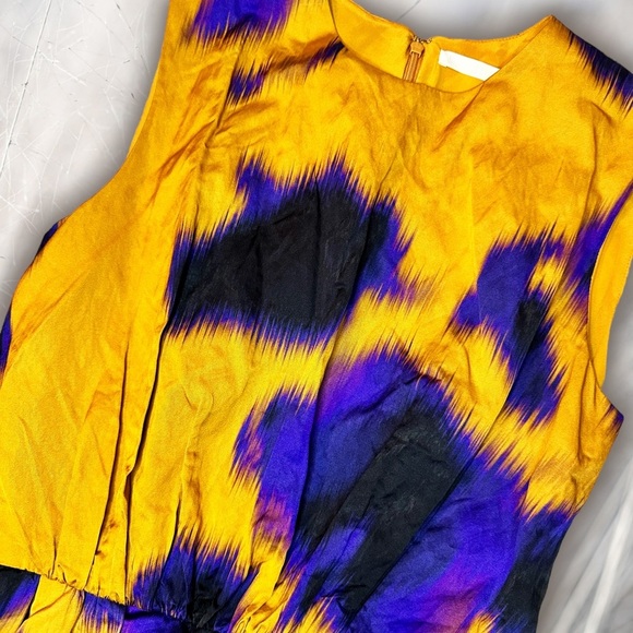 NWT Jason Wu Collection Ochre Yellow Floral Print Sateen Sleeveless Dress Size 6 - Picture 10 of 16